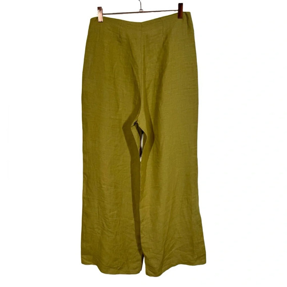 arkitaip Clara Flared Linen Trousers Willow Green High Rise 100% Belgian Linen - Picture 6 of 10